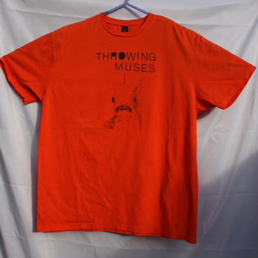 Throwing Muses 'Bywater' fish tee - Orange T-Shirt with black print - ElRat/Hersh - ElRatDesigns - T Shirt
