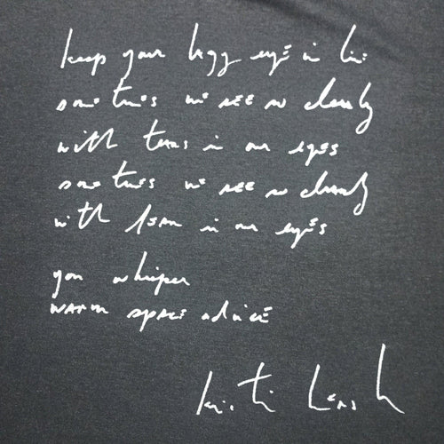 one of the "Throwing Muses font" ONE OFF LYRIC t-shirts made by ElRatDesigns