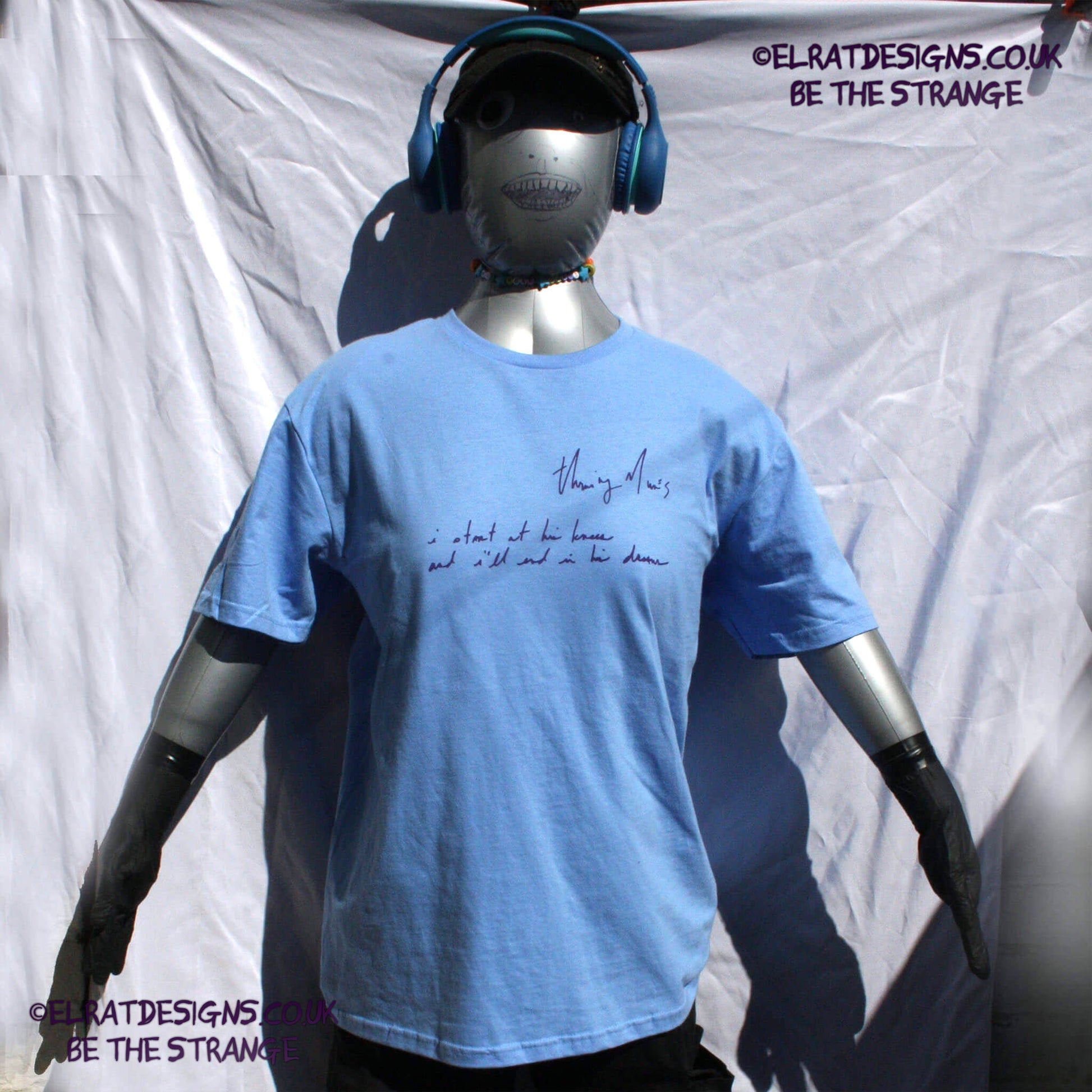 Throwing Muses - "Start" T-Shirt, "I start at his knees and I'll end in his dreams, handwritten by Kristin Hersh, during the 2025 UK tour. written exclusively for ElRat designs - hero - elratdesigns.co.uk