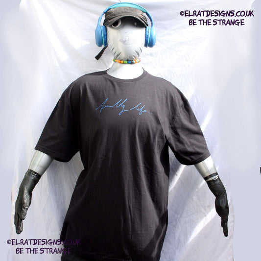 Throwing Muses - Summer of Love T-Shirt, "Finally Life" on the front "As it should have been" on the back, handwritten by Kristin Hersh, during the 2025 UK tour. written exclusively for ElRat designs - hero - elratdesigns.co.uk