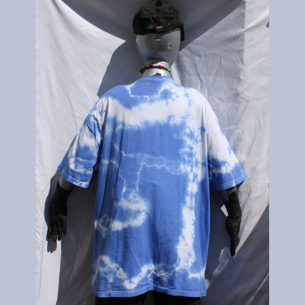 back view Throwing Muses 1986 logo - ONE OFF White/Blue Tie-Dye 2XL (#1) ***MISPRINT***