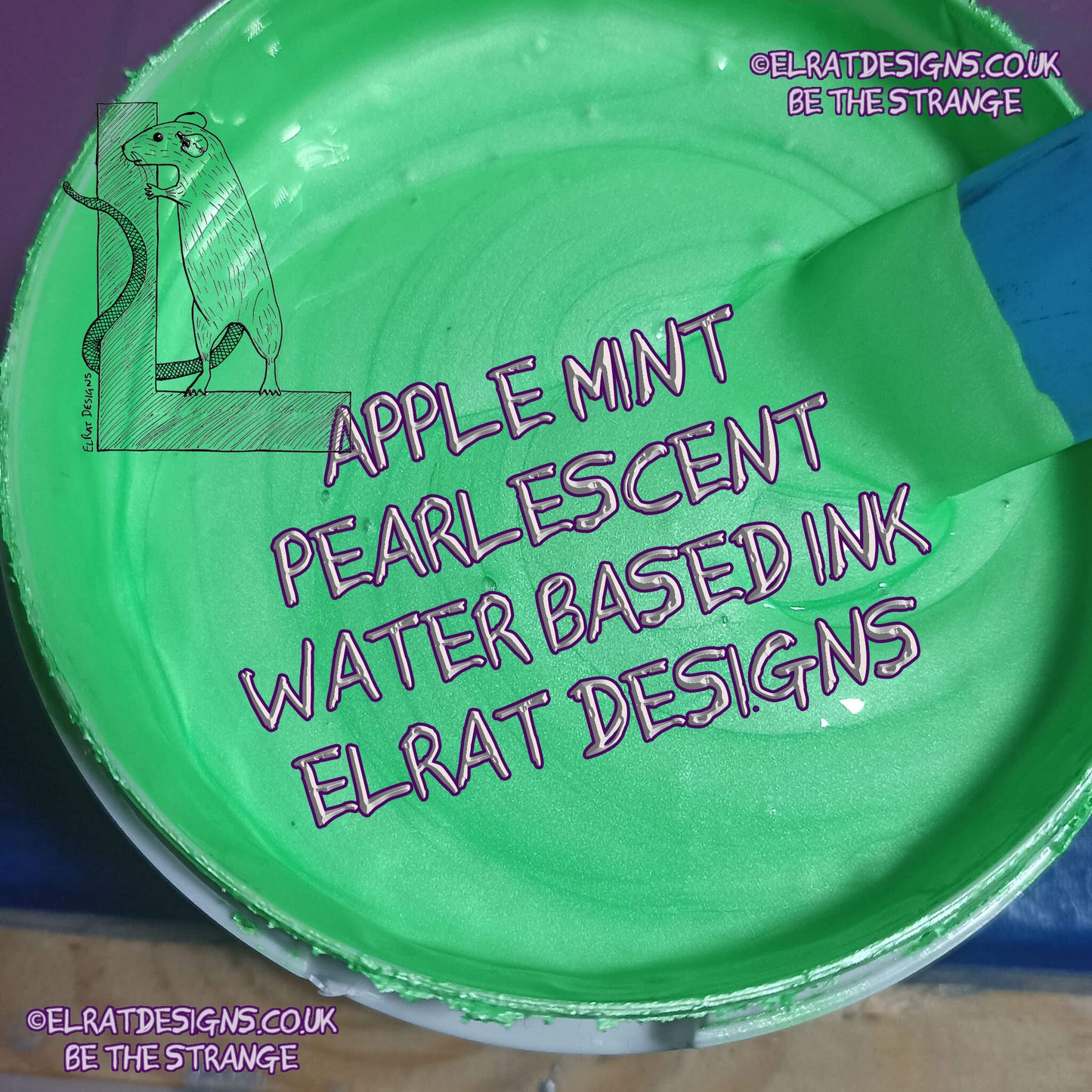 Apple Mint Pearlescent Eco Friendly, perfectly opaque water based ink - ElRat Designs - elratdesigns.co.uk