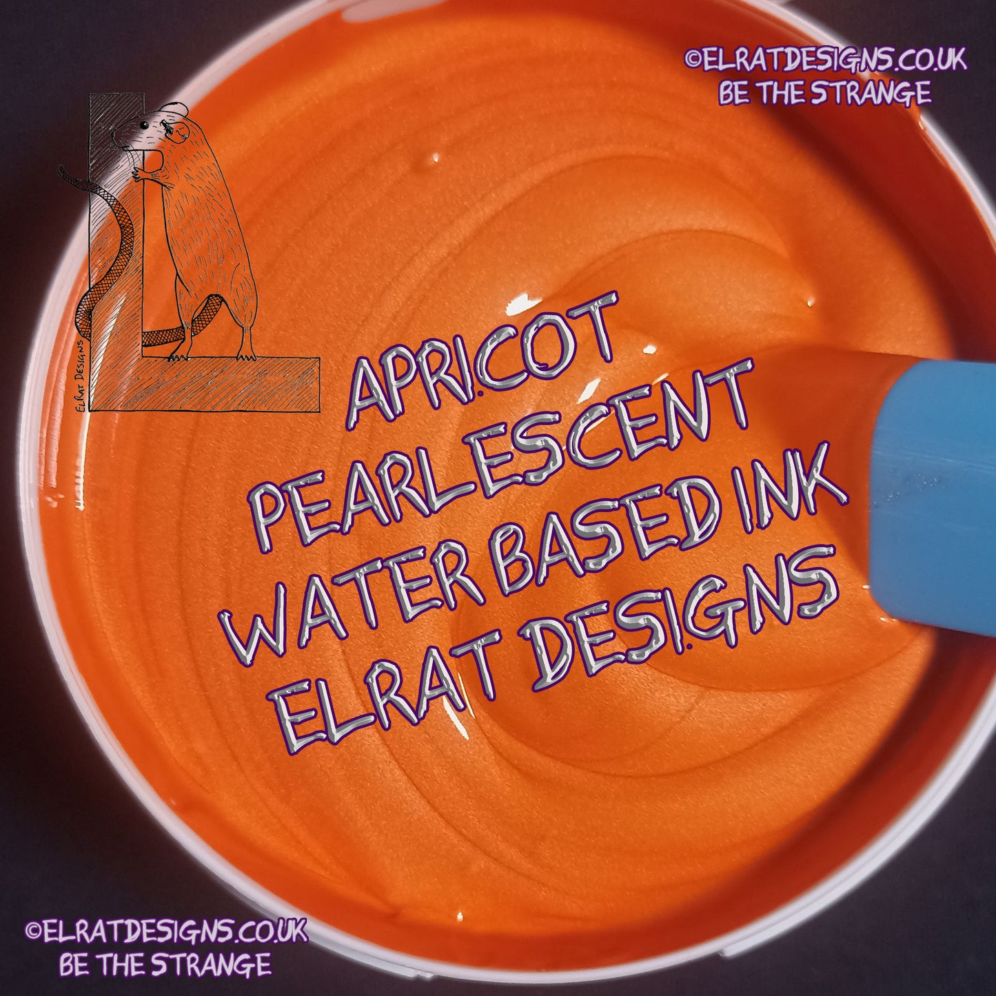 Apricot Pearlescent Eco Friendly, perfectly opaque water based ink - ElRat Designs - elratdesigns.co.uk