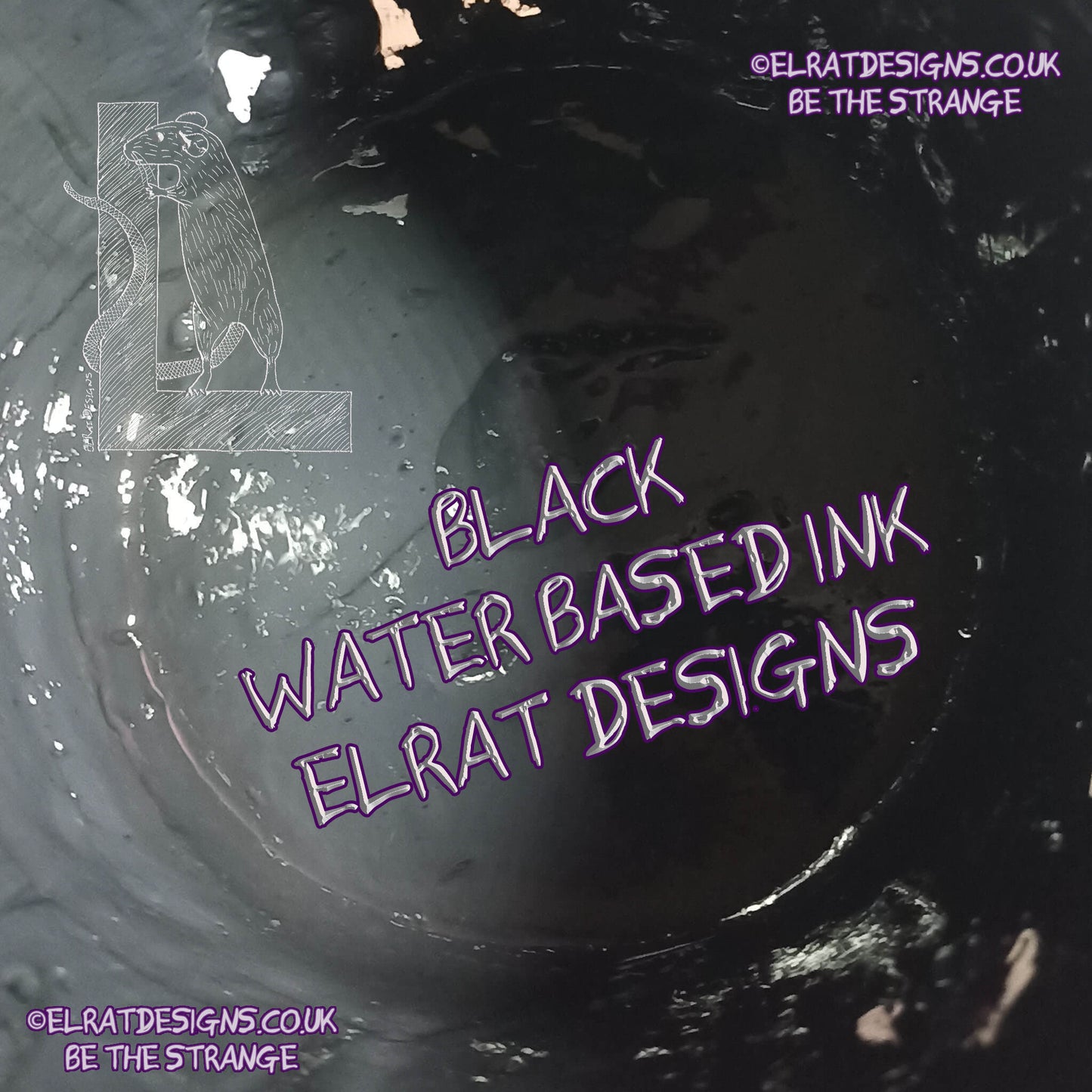 Black Eco Friendly, perfectly opaque water based ink - ElRat Designs - elratdesigns.co.uk