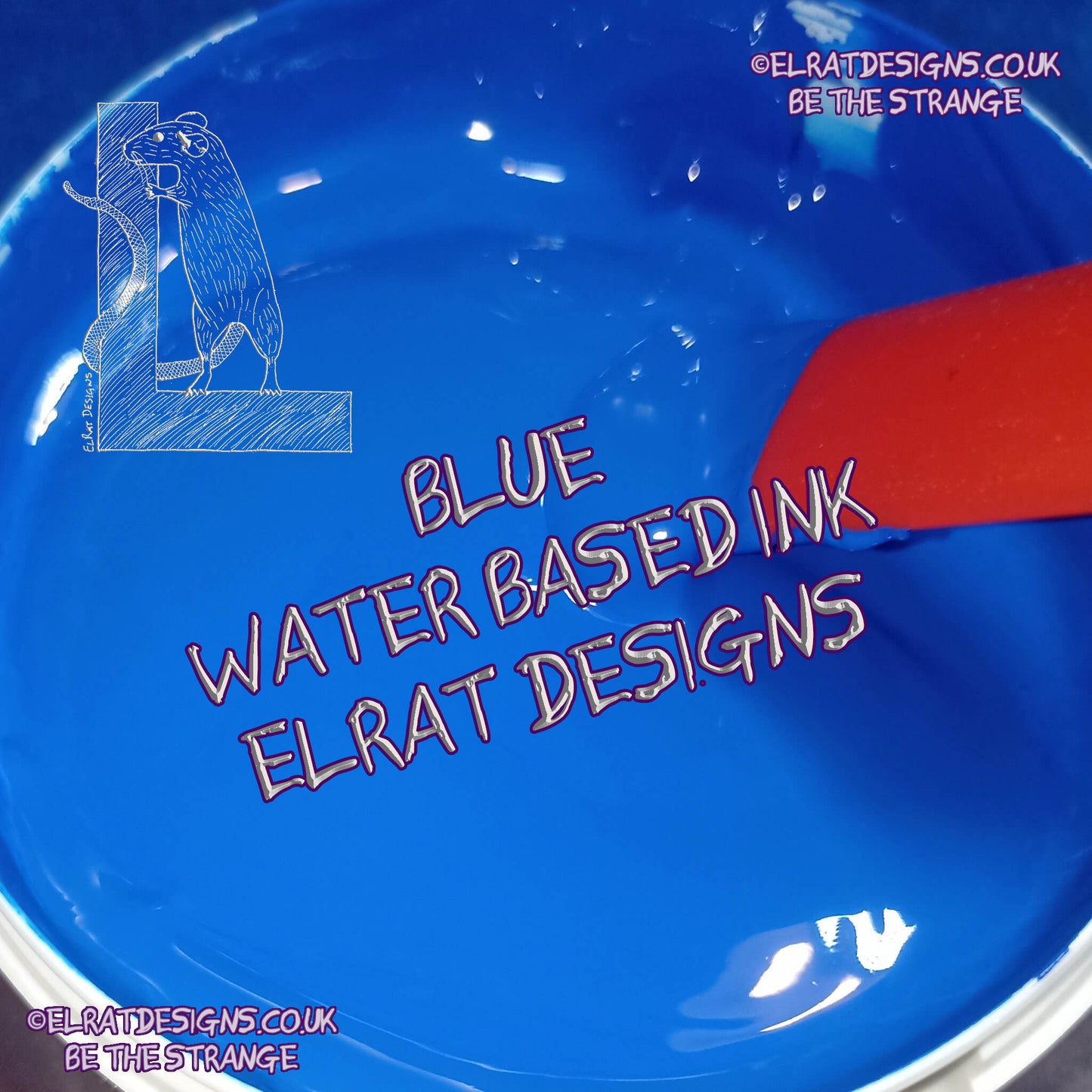 Blue Eco Friendly, perfectly opaque water based ink - ElRat Designs - elratdesigns.co.uk
