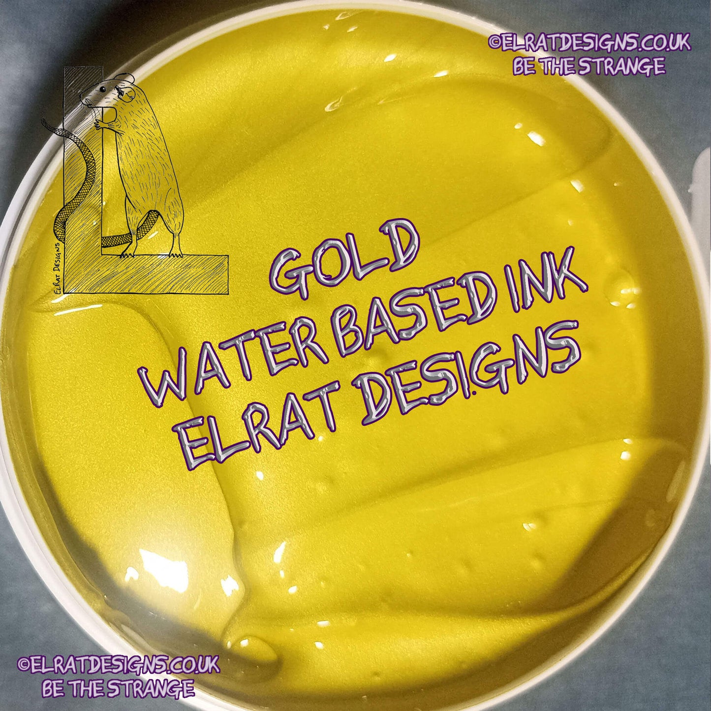 Gold Eco Friendly, perfectly opaque water based ink - ElRat Designs - elratdesigns.co.uk