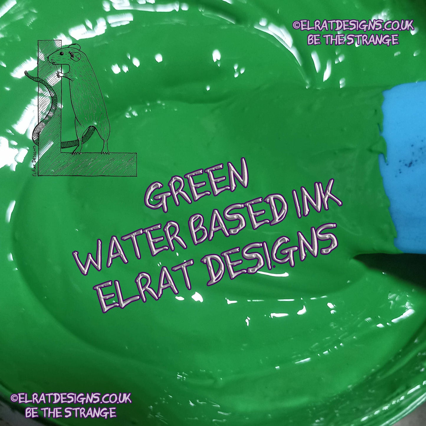 Green Eco Friendly, perfectly opaque water based ink - ElRat Designs - elratdesigns.co.uk
