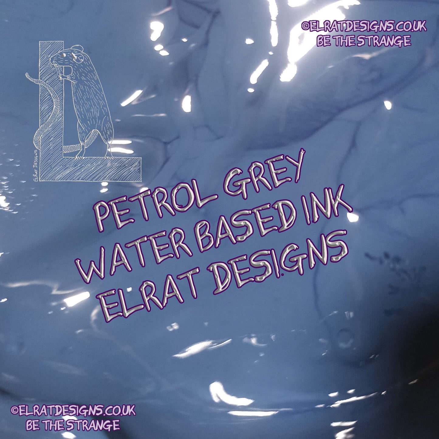 Petrol grey Eco Friendly, perfectly opaque water based ink - ElRat Designs - elratdesigns.co.uk