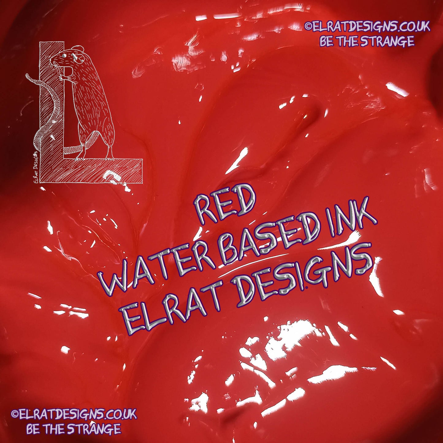 Red Eco Friendly, perfectly opaque water based ink - ElRat Designs - elratdesigns.co.uk