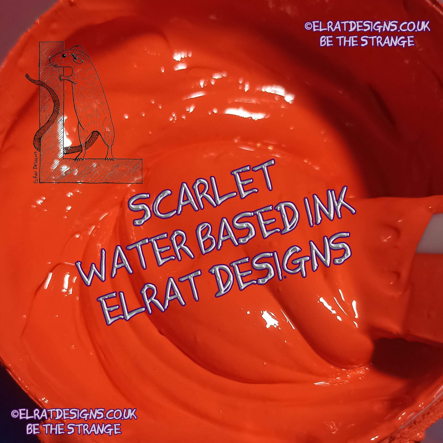 Scarlet Eco Friendly, perfectly opaque water based ink - ElRat Designs - elratdesigns.co.uk