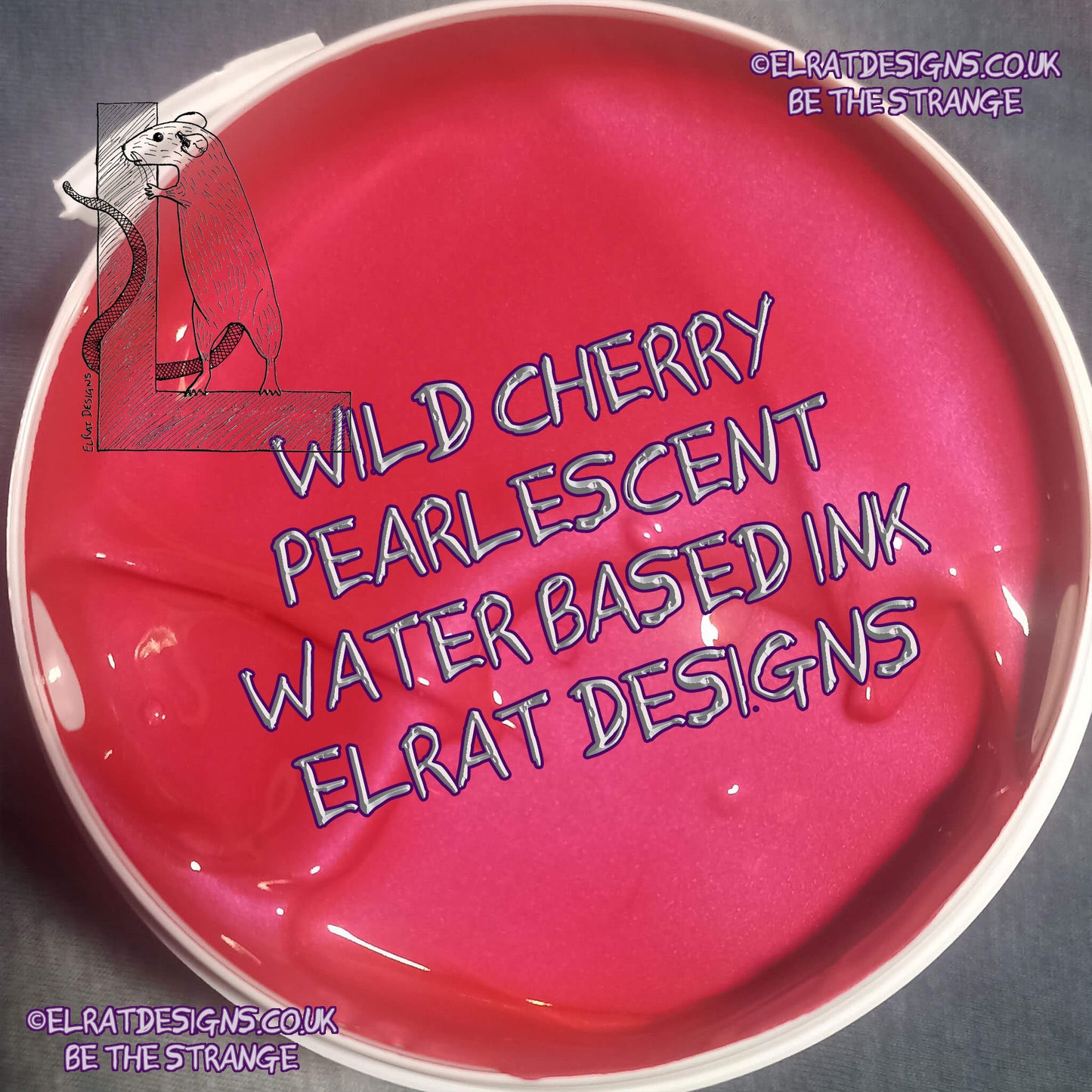 Wild Cherry Pearlescent Eco Friendly, perfectly opaque water based ink - ElRat Designs - elratdesigns.co.uk