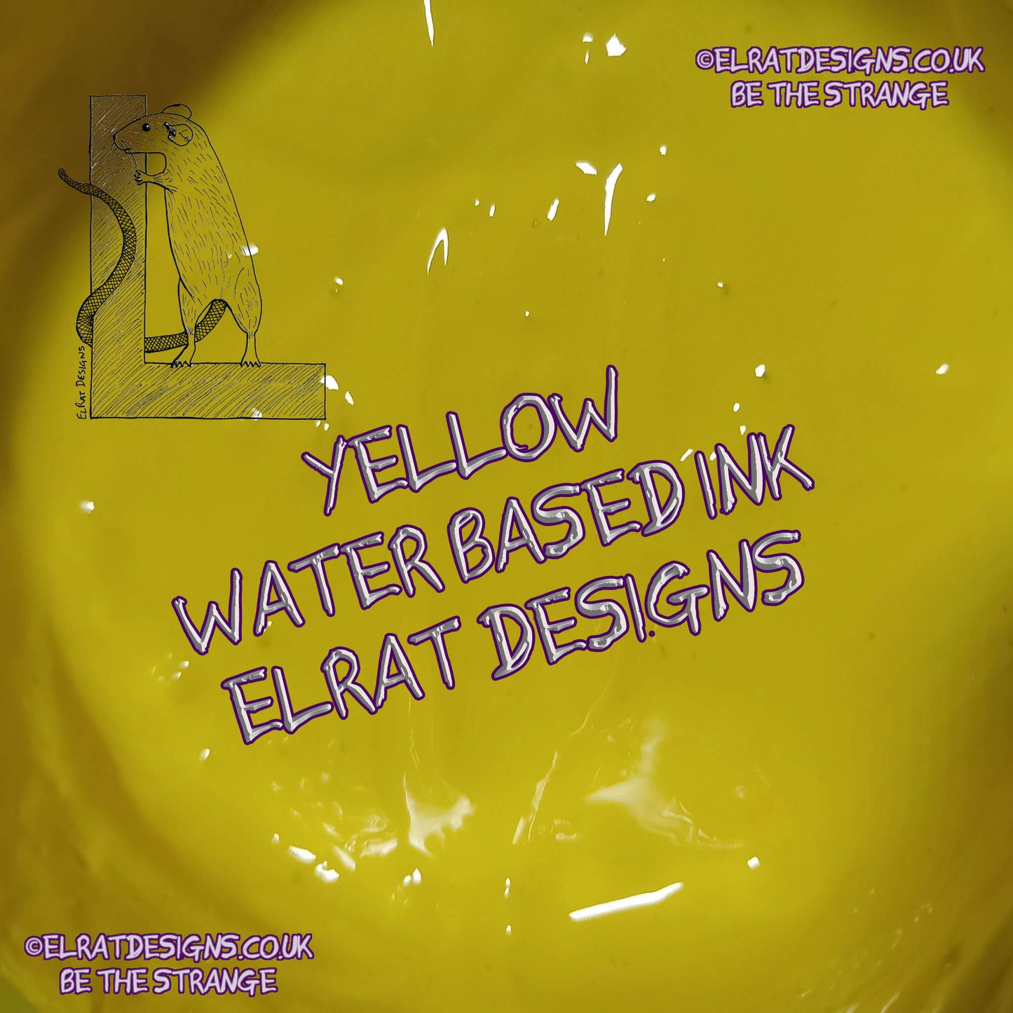 Yellow Eco Friendly, perfectly opaque water based ink - ElRat Designs - elratdesigns.co.uk