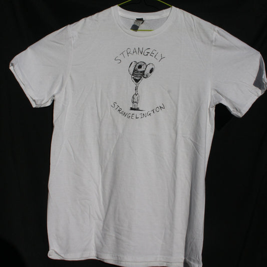 Strangely Strangelington tee - White T-Shirt with black print - ElRatDesigns - T Shirt