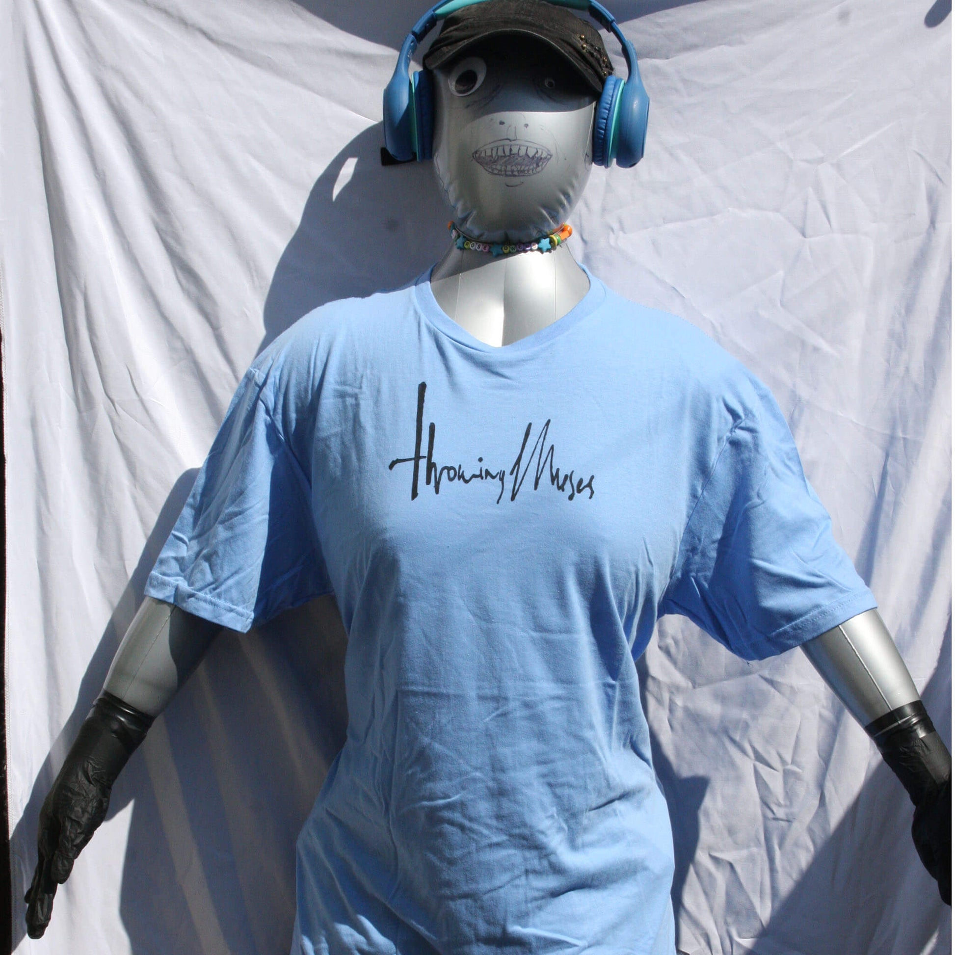Throwing Muses 1986 logo - Carolina Blue T-Shirt with Black print - ElRatDesigns - T Shirt in  Carolina Blue with Black water based ink
